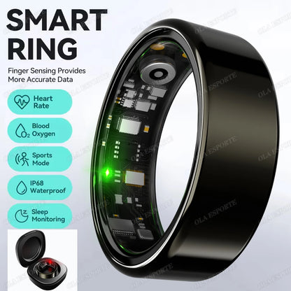 R09 Smart Ring Men Women With Charging Case,heart Rate Blood