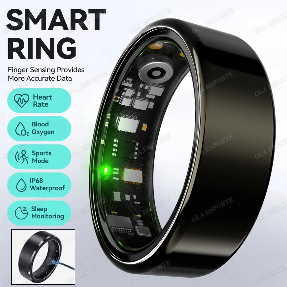 R09 Smart Ring Men Women With Charging Case,heart Rate Blood