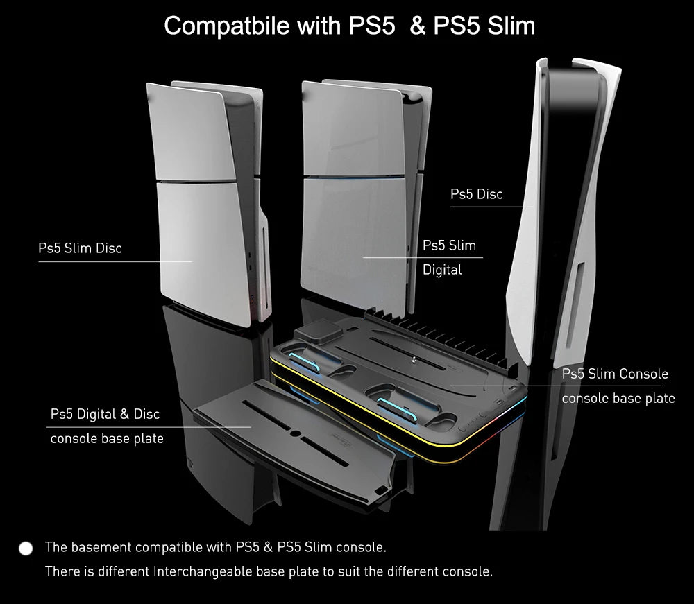 RGB Light And 3 Levels Turbo Cooling Station With Controller Charging