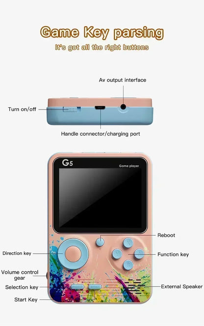 Retro G5 Portable Handheld Game Console 3 0inch Screen 500 Classic