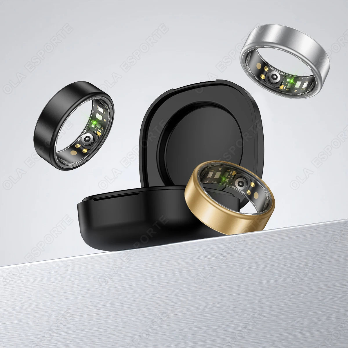 Smart Ring With Case Heart Rate Blood Pressure Sleep Monitoring GPS