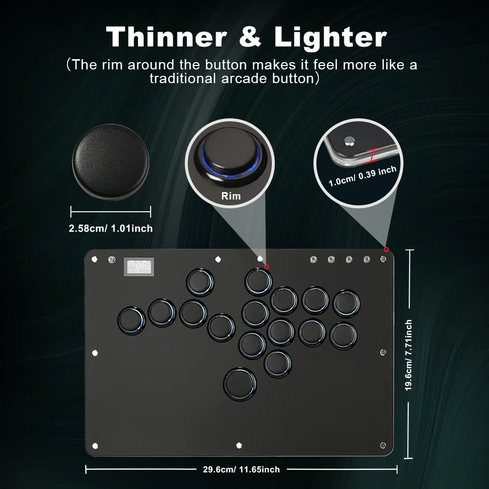 Black Rim Leverless Arcade Controller Hitbox Fightstick Stickless