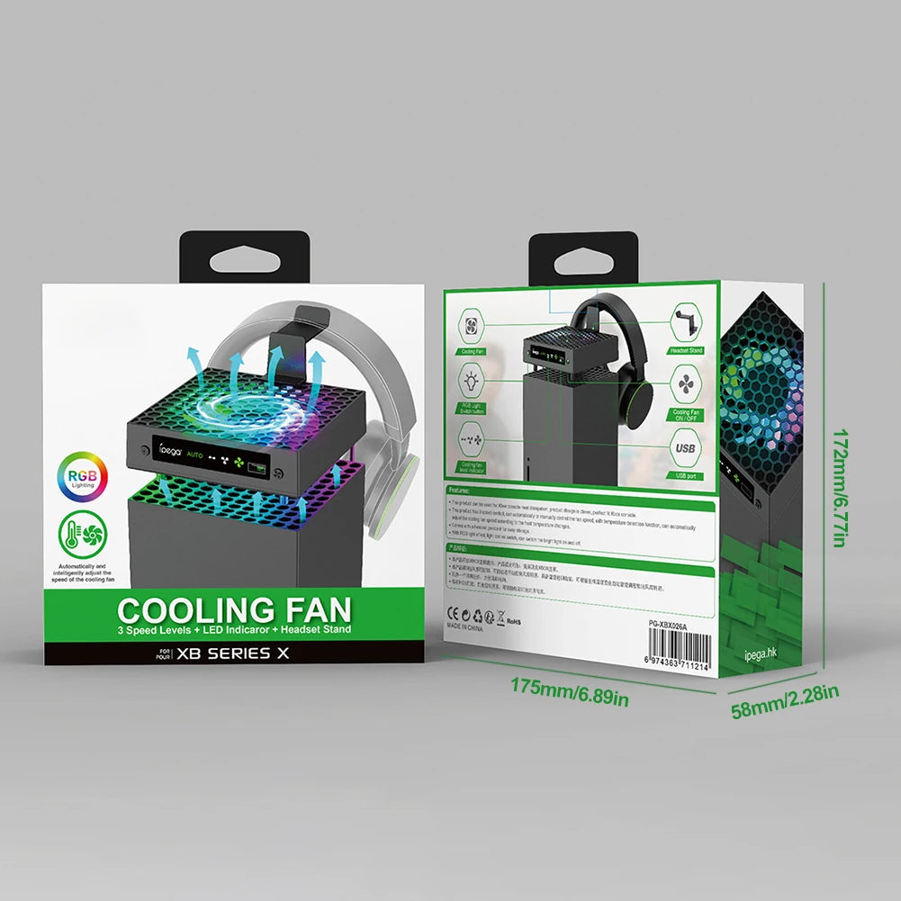 RGB Fan Cooling System 3 Levels Adjustable Speed Heat Dissipation Fan