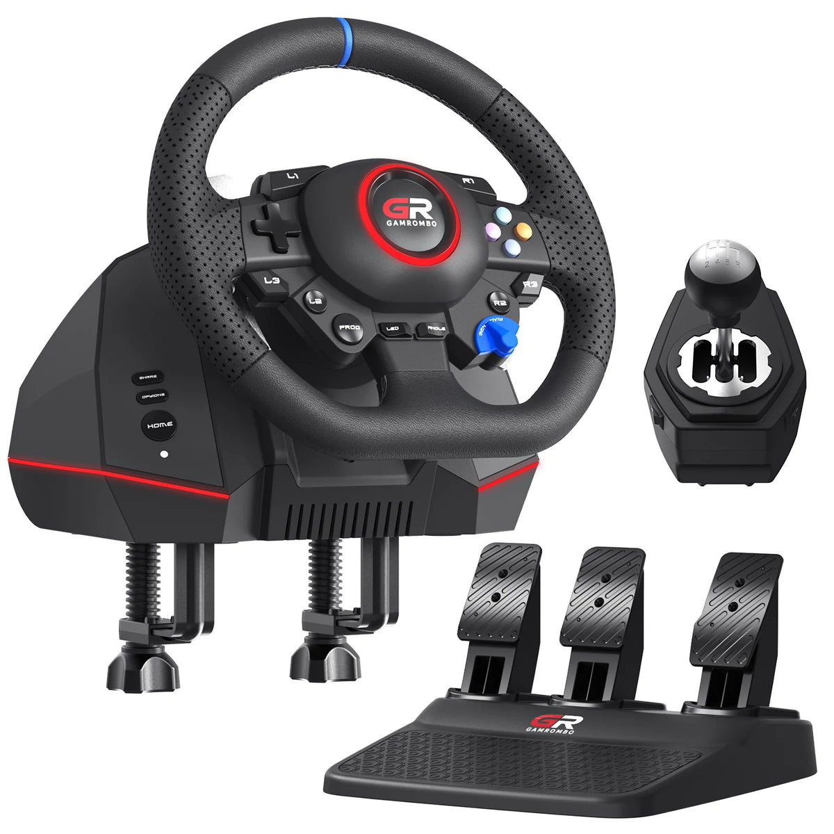 Racing Wheel For Console/console/pc,11" Leather 270°&900° RGB Game