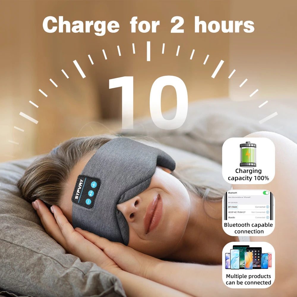 Bluetooth Sleep Mask Cotton Eye Shade Cover Wireless Headset With HD