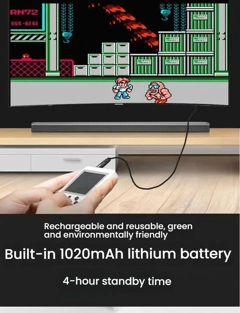 Retro Classic Handheld Game Console 400 Games Rechargeable Portable