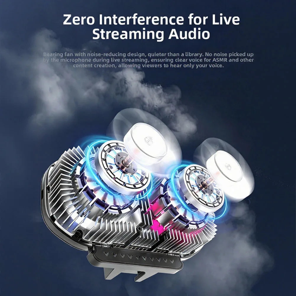 RGB Phone Cooler Fan Temperature Display Dual Chip Cooling Device For