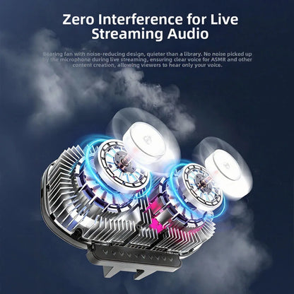 RGB Phone Cooler Fan Temperature Display Dual Chip Cooling Device For