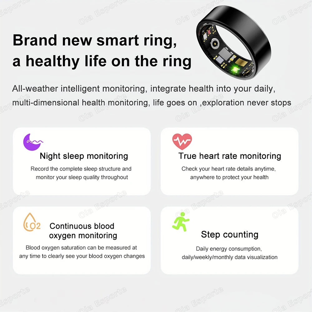 All Size（6-14） Smart Ring Men Women Heart Rate Blood Oxygen And Sleep