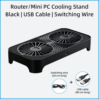 Router Cooling Stand Dual Fan USB Powered Silent Heat Dissipation