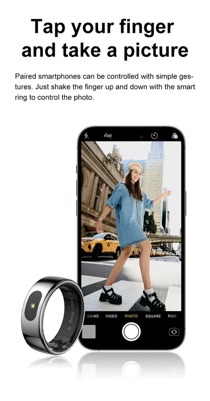 R08 Smart Ring For Men Women Touch Control Function Health Monitor