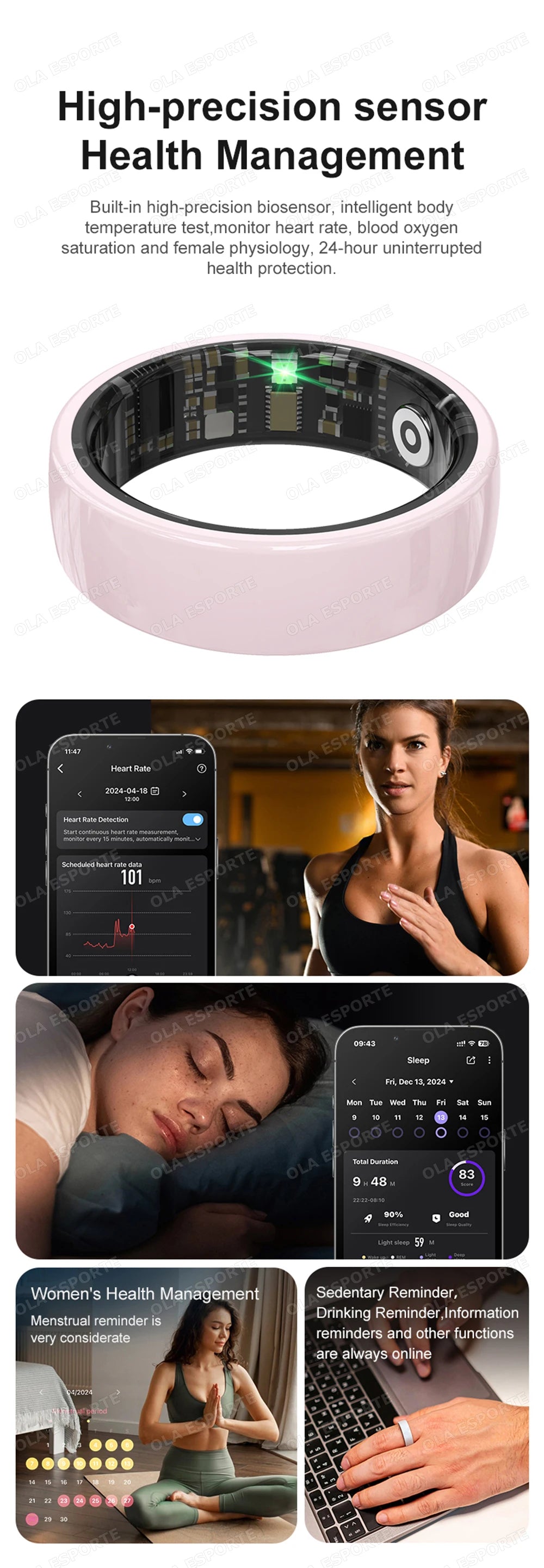 Smart Couple Ring Bluetooth Connection Multiple Sports Modes