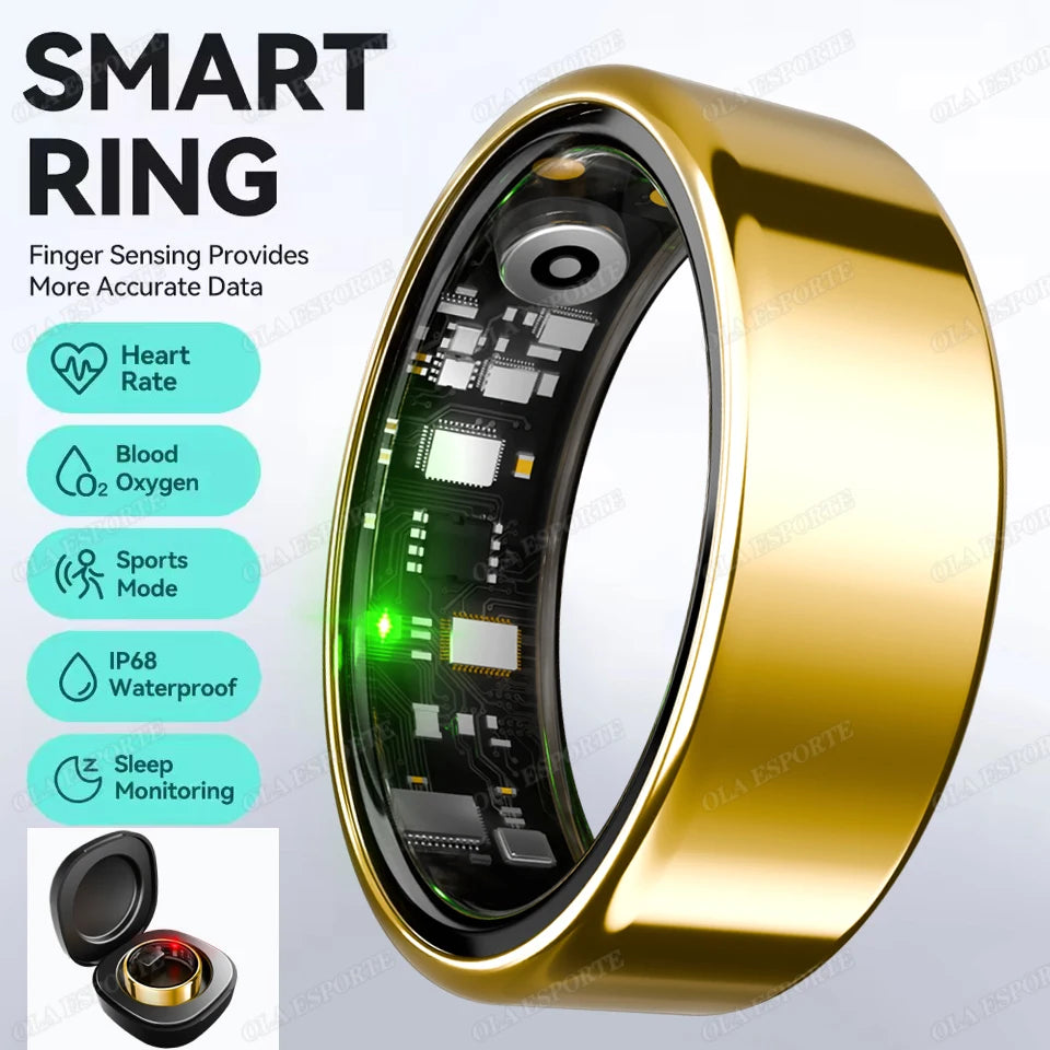 R09 Smart Ring Men Women With Charging Case,heart Rate Blood