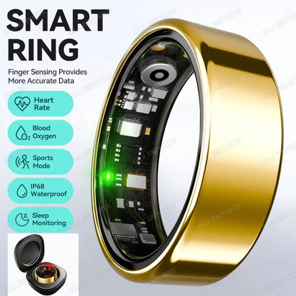 R09 Smart Ring Men Women With Charging Case,heart Rate Blood