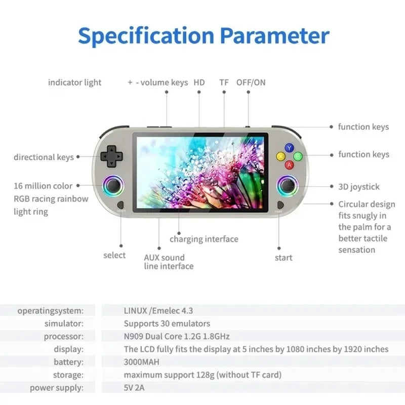 Retro Handheld Game Console 3.5 Inch HD Screen Dual Joystick Portable