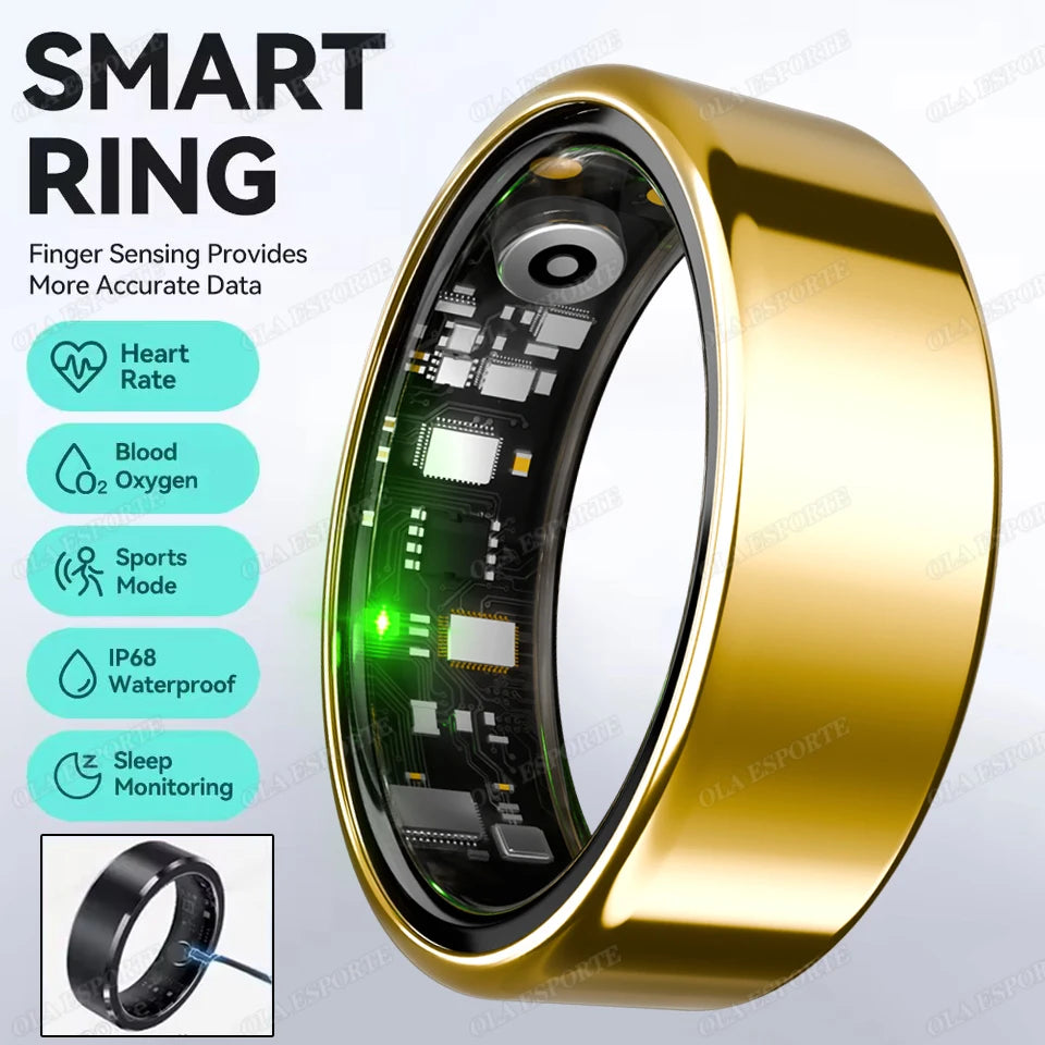 R09 Smart Ring Men Women With Charging Case,heart Rate Blood