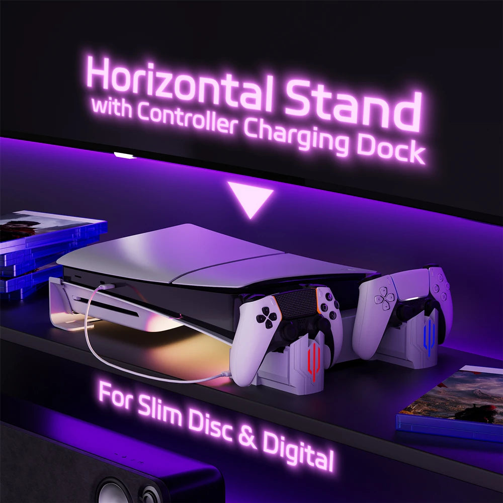 Horizontal Cooling Stand With Controller Charger RGB Light Adjustable