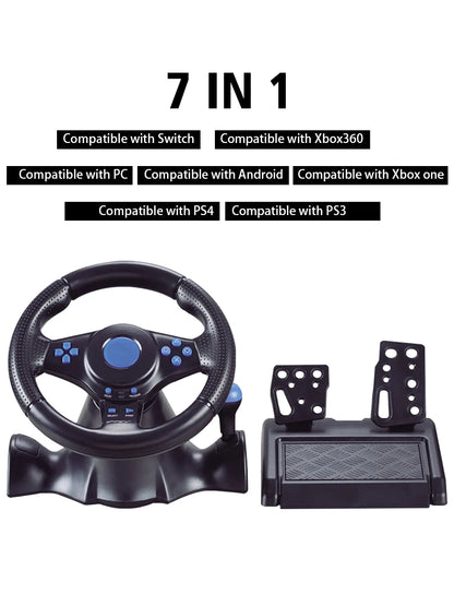 Racing Steering Wheel With Vibration And Pedals For Console P