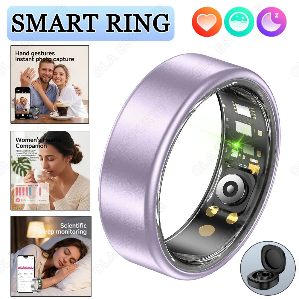 Smart Ring With Case Heart Rate Blood Pressure Sleep Monitoring GPS