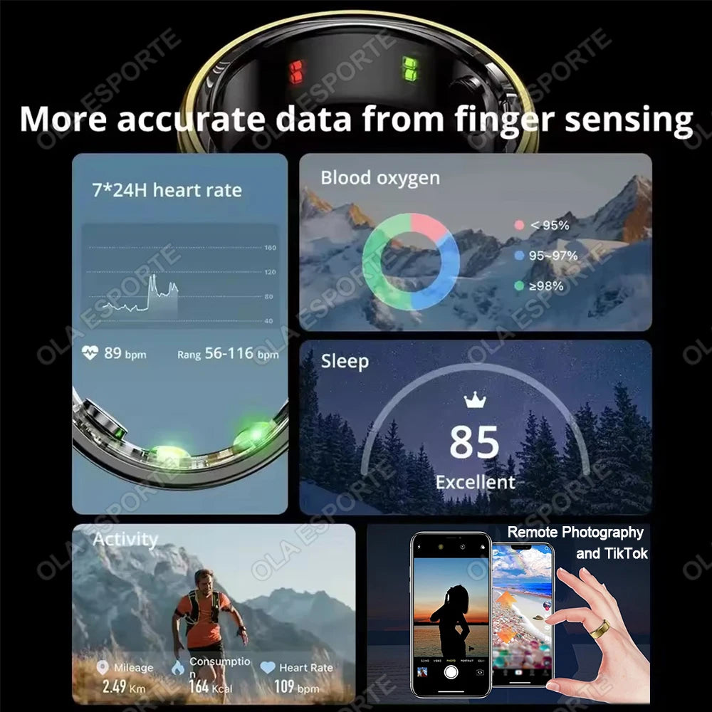 R10 Smart Ring With Charging Dock Box Men Women Health Sleep Heart