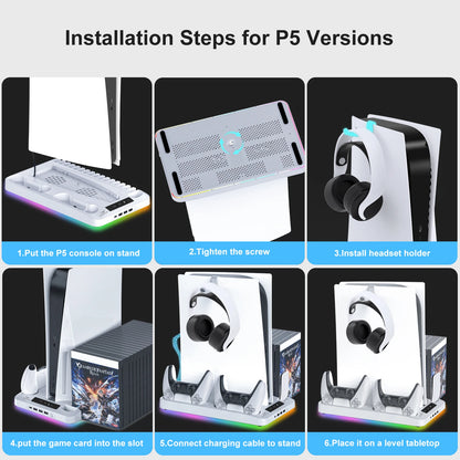 RGB Cooling Stand For Console Slim Console Gamepad Charging Base