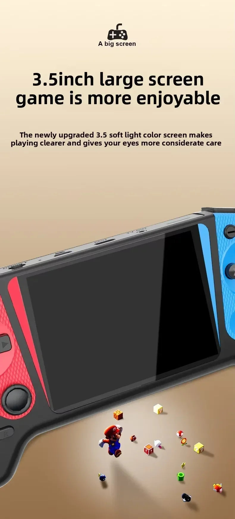Retro Handheld Game Console 3.5 Inch HD Screen Dual Joystick Portable