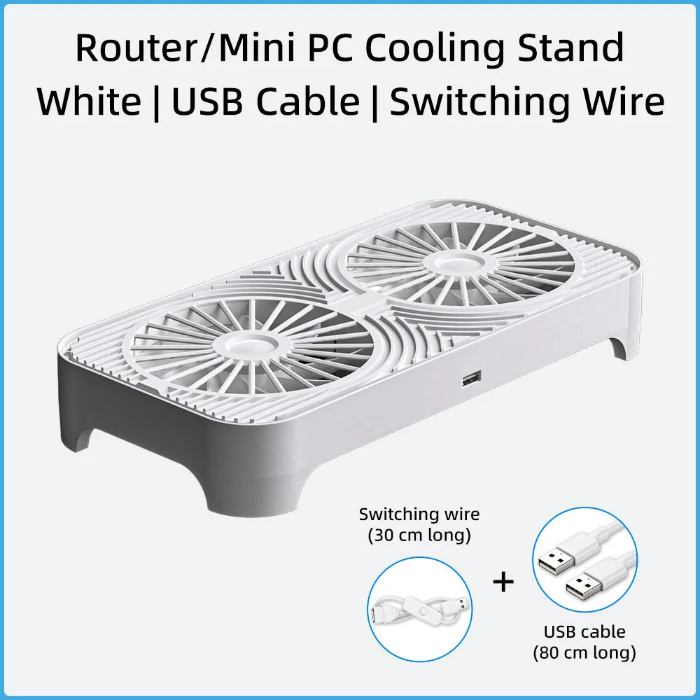 Router Cooling Stand Dual Fan USB Powered Silent Heat Dissipation