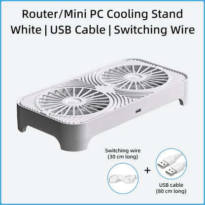 Router Cooling Stand Dual Fan USB Powered Silent Heat Dissipation