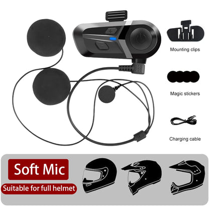 Bluetooth 5.3 Wireless Motorcycle Helmet Headset Hands-free Call