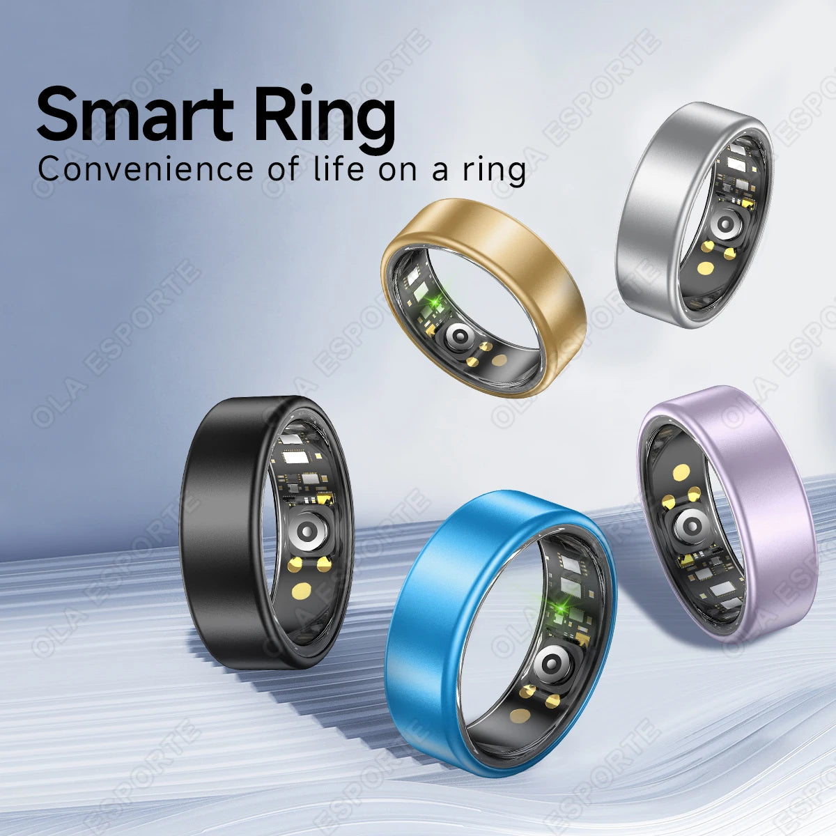 Smart Ring With Case Heart Rate Blood Pressure Sleep Monitoring GPS