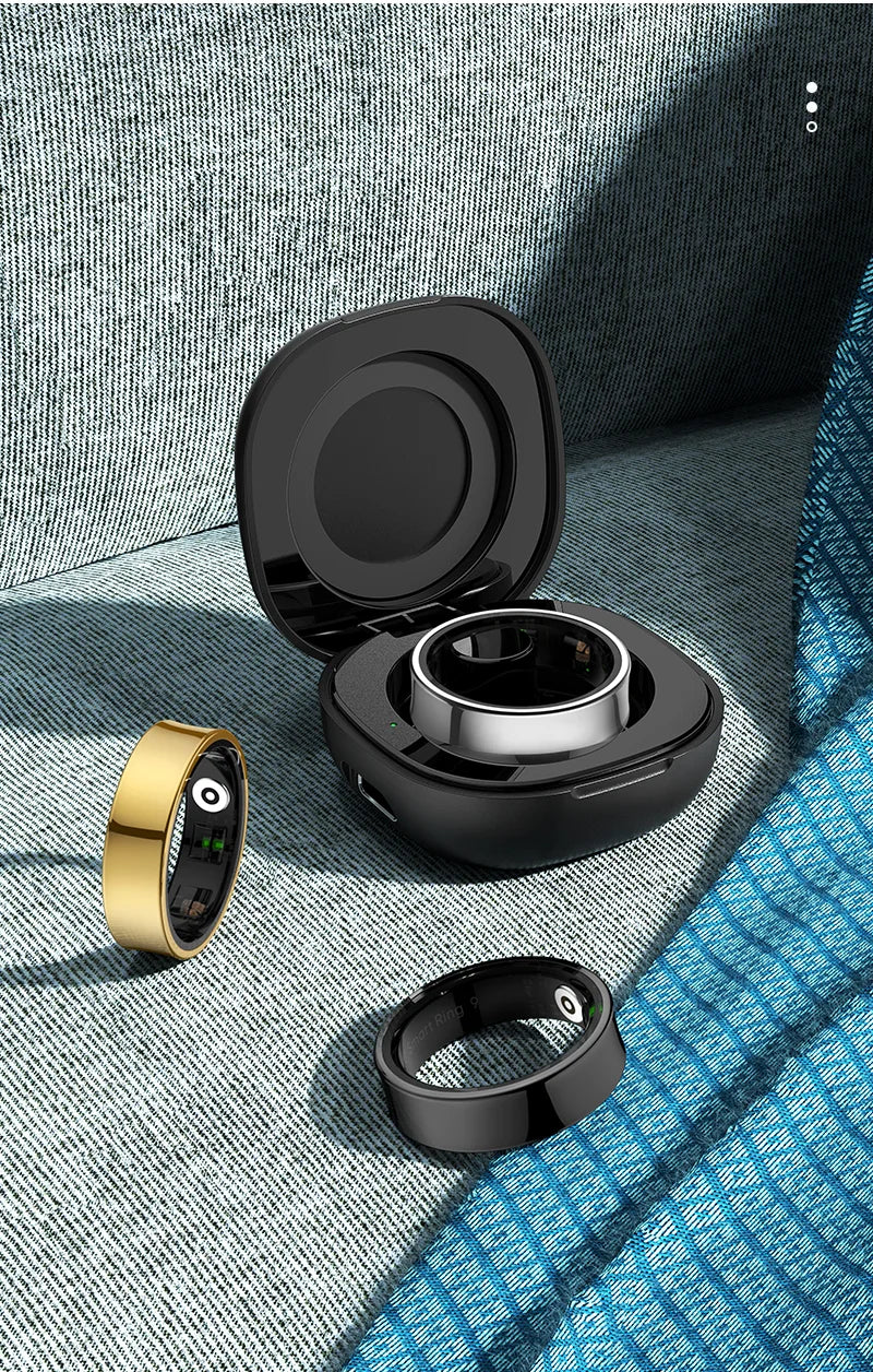 R09 Smart Ring Men Women With Charging Case,heart Rate Blood