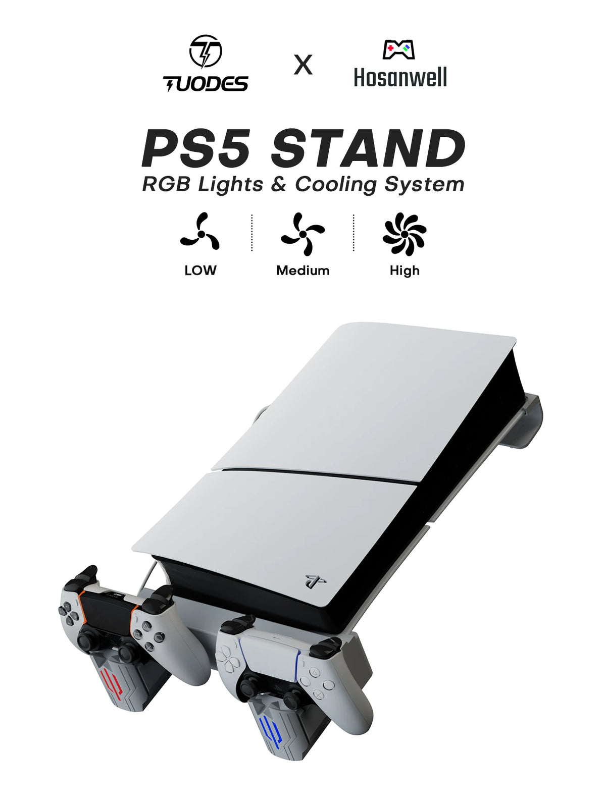 Horizontal Cooling Stand With Controller Charger RGB Light Adjustable