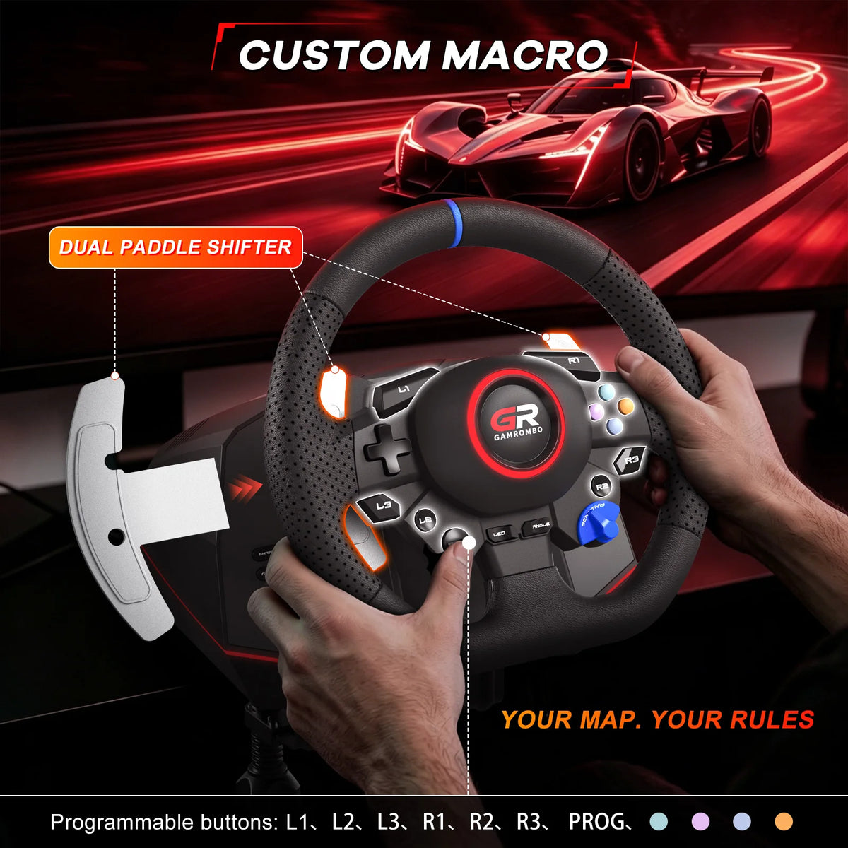 Racing Wheel For Console/console/pc,game Steering 11 Inch Leather