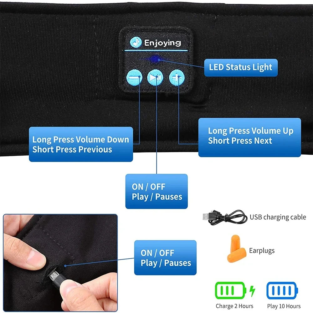 Huaweishi Bluetooth 5.4 Earphones Sports Sleeping Headband Elastic