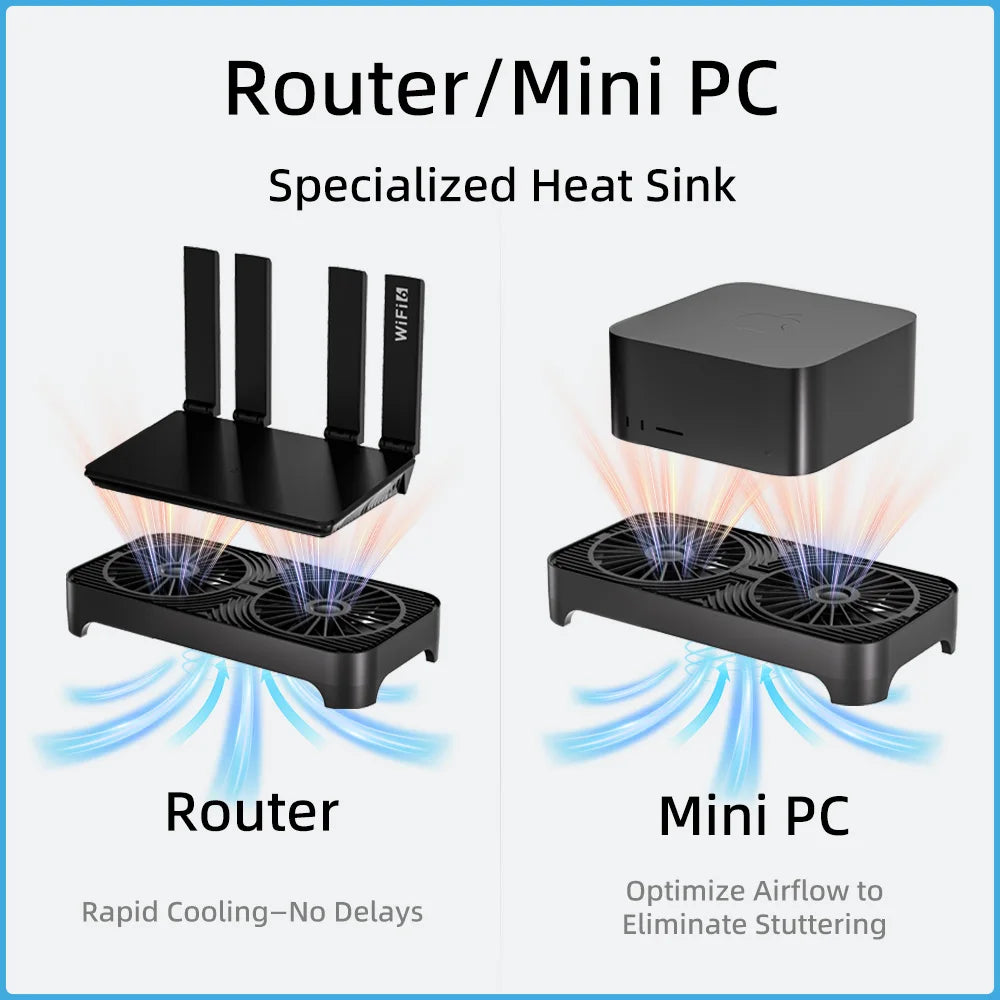 Router Cooling Stand Dual Fan USB Powered Silent Heat Dissipation