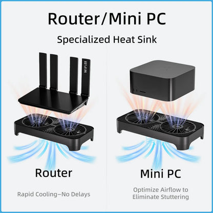 Router Cooling Stand Dual Fan USB Powered Silent Heat Dissipation