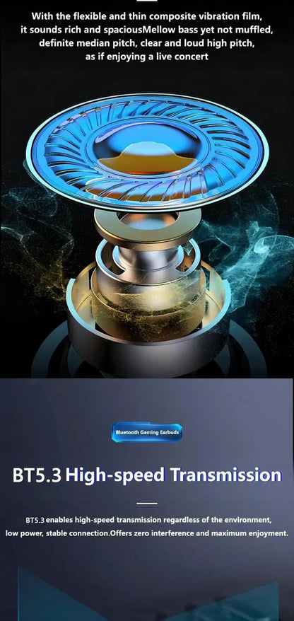 TWS Wireless Bluetooth Headset LED Display Gamer Earbuds With Mic