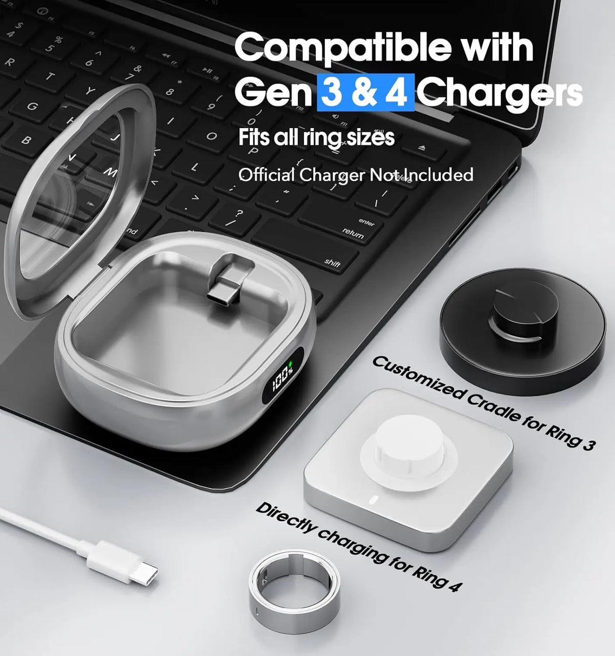 Smart Ring Charging Case Portable Charger Box For Oura Ring Gen 4 & 3