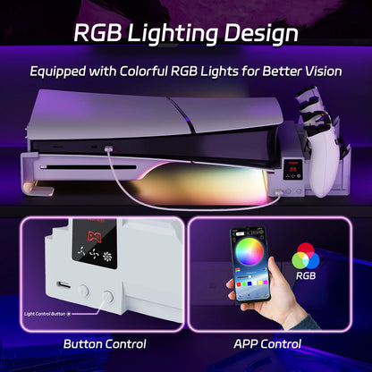 Horizontal Cooling Stand With Controller Charger RGB Light Adjustable
