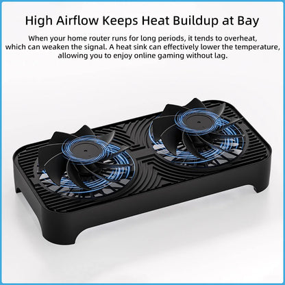 Router Cooling Stand Dual Fan USB Powered Silent Heat Dissipation