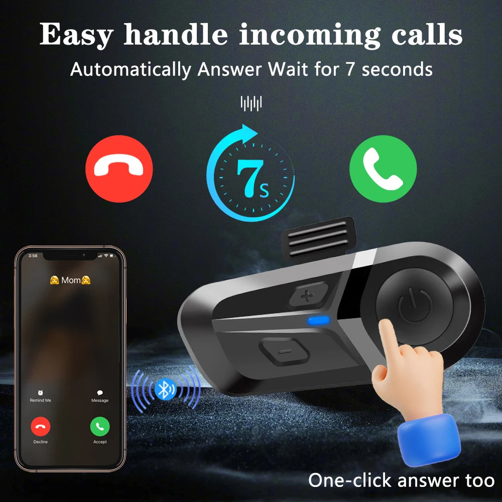 Bluetooth 5.3 Helmet Headset Wireless Hands-free Call Phone Kit