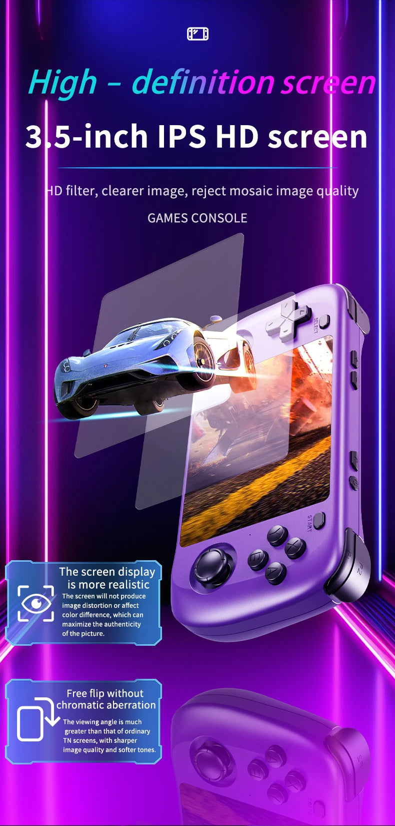 Retro Gaming Console Handheld Portable Player IPS HD Display 64GB