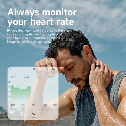 Smart Ring With Case Heart Rate Blood Pressure Sleep Monitoring GPS