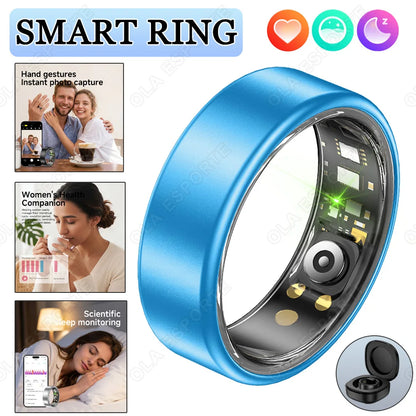 Smart Ring With Case Heart Rate Blood Pressure Sleep Monitoring GPS