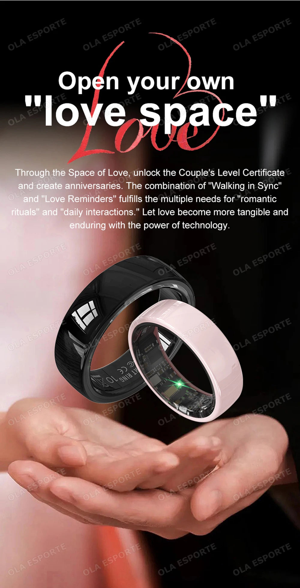 Smart Couple Ring Bluetooth Connection Multiple Sports Modes