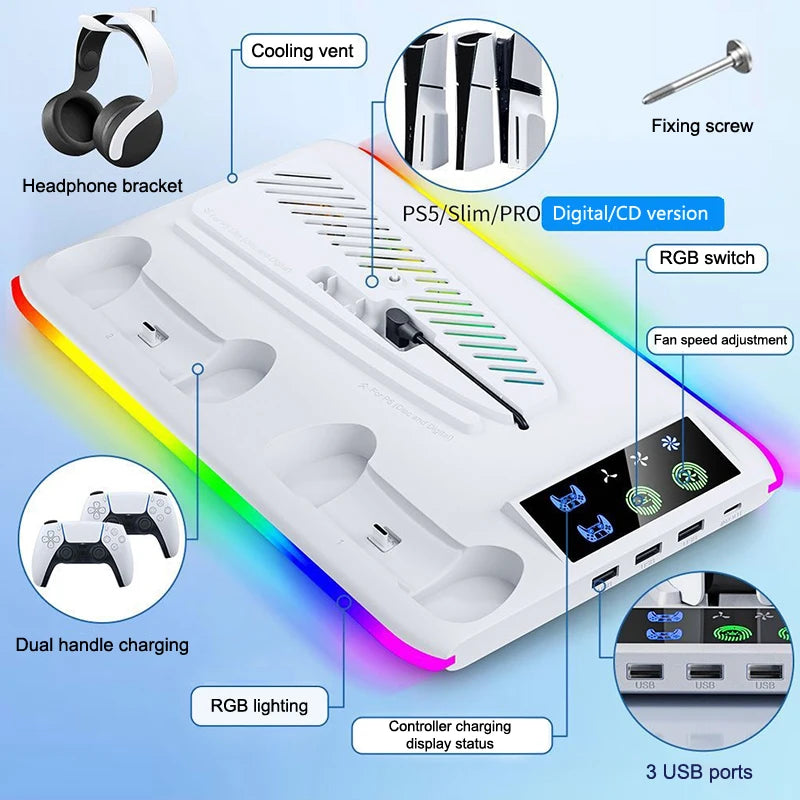 For Console Slim/console Stand Cooling Holder & Controller Charging