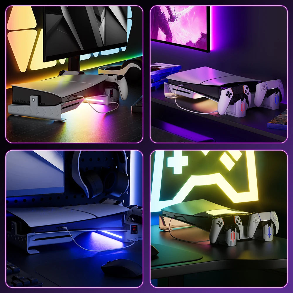 Horizontal Cooling Stand With Controller Charger RGB Light Adjustable