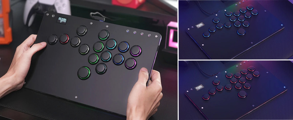 Black Rim Leverless Arcade Controller Hitbox Fightstick Stickless