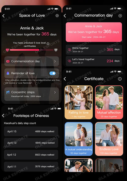 Smart Couple Ring Bluetooth Connection Multiple Sports Modes