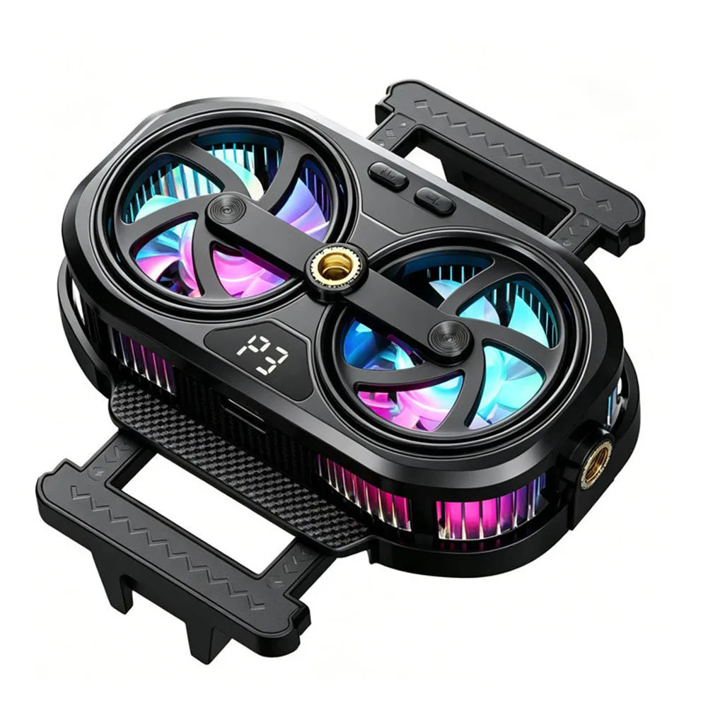 RGB Phone Cooler Fan Temperature Display Dual Chip Cooling Device For